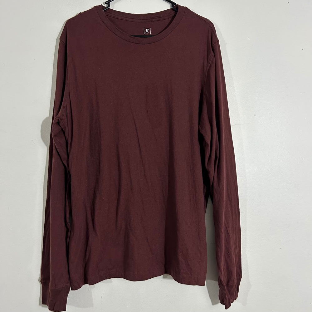George Mens Long Sleeve Crew Neck T-Shirt Burgundy Heather Solid L/G (42-44)